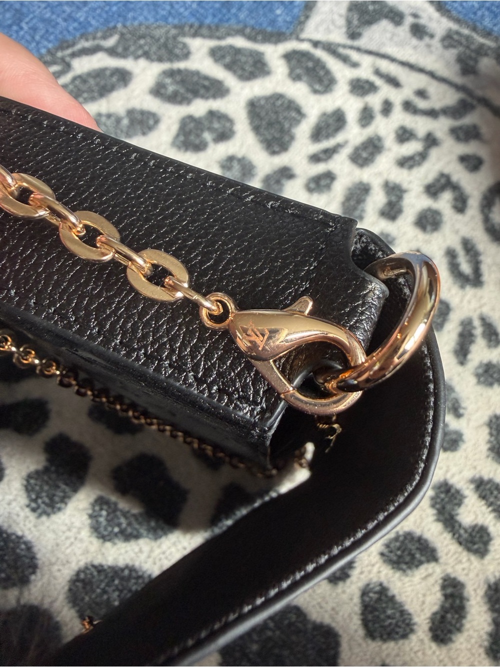 Louis. Vuitton. Black Embossed Crossbody Purse with Gold Chain - Picture 5 of 7